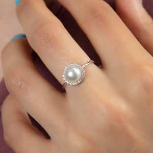 Anello Nimei con perla e diamanti